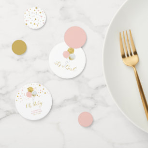 Gouden & Roze Ballonnen Meisje Baby Shower Confett Confetti
