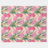 Gouden roze bloemen fleece deken (Voorkant (Horizontaal))