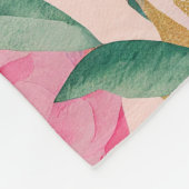 Gouden roze bloemen fleece deken (Hoek)