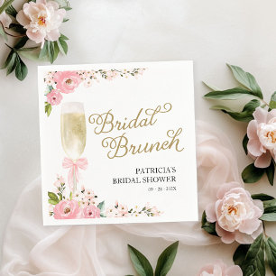 Gouden Roze Bloemige Bruiloft Brunch Bruidsfeest Servet