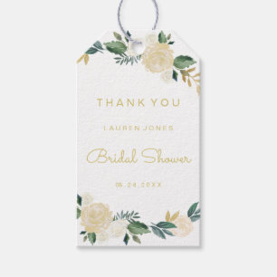 Gouden Roze Bloemige Elegante Bruiloftsshower Tags Cadeaulabel