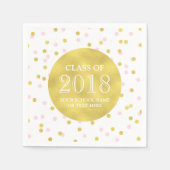Gouden Roze Confetti Klasse van 2018 Afstuderen Servetten (Voorkant)