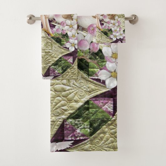 Gouden roze fee badkamer handdoek sets (Insitu)