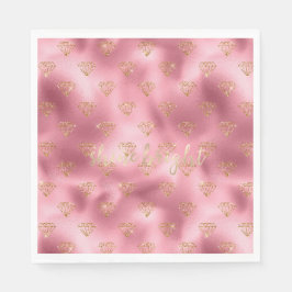 Gouden Roze Glitter Diamanten Servet