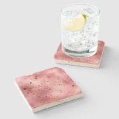 Gouden Roze Glitter Diamanten Stenen Onderzetter (Zijkant)