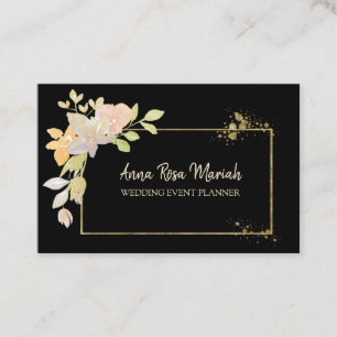 *~* Gouden Roze Lavendel Elegante Glitter Flower Visitekaartje