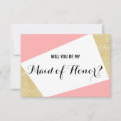 Gouden roze moderne Will you be my Maid of Honor Kaart (Voorkant)
