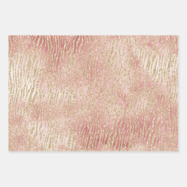 Gouden Roze Ombre Zebra Leopard Inpakpapier Vel