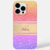 Gouden Roze Paarse Ombre Glittery Glam Naam Monogr Case-Mate iPhone Case (Achterkant)