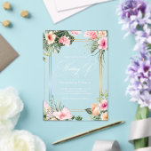 Gouden Roze Tropische Strand Bestemming Trouwen Acryl Uitnodigingen (Insitu (Huwelijk))