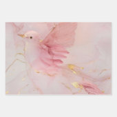 Gouden Roze Vogels Baby Shower Inpakpapier Vel (Voorkant)