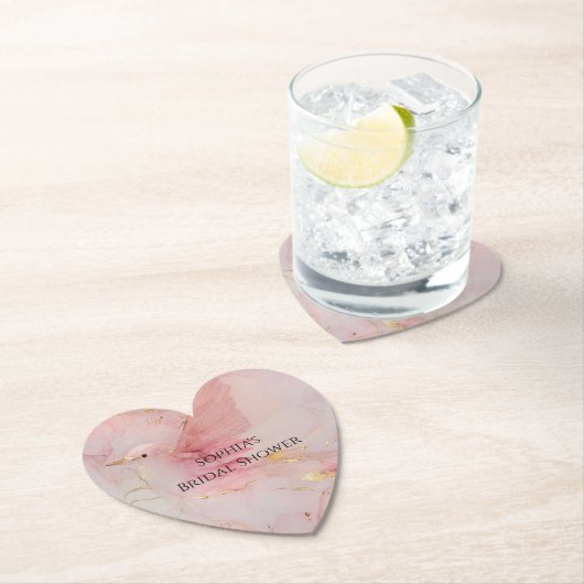 Gouden Roze Vogels Bruiloftsborrel Kartonnen Onderzetters (Insitu)