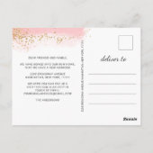 Gouden Roze Waterverf Bewegende Aankondiging Briefkaart (Achterkant)