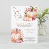 Gouden roze Waterverf pompoenen Rozen Save the Dat Kaart (Staand voorkant)