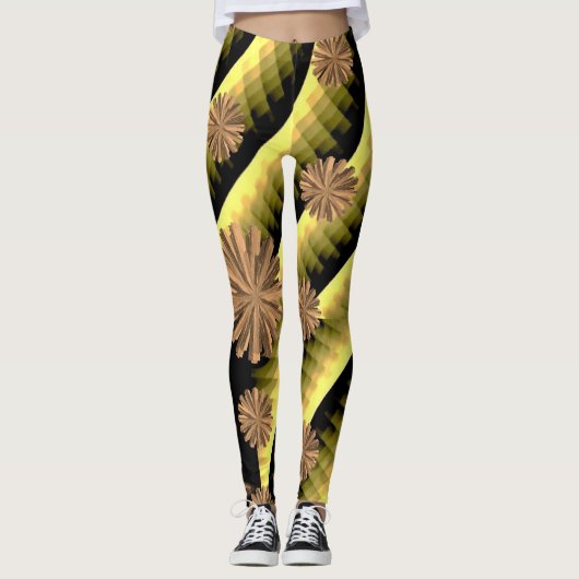 gouden roze zwarte leggings lange tiener (Voorkant)