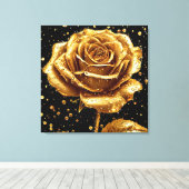 Gouden rozen bloem canvas afdruk (Insitu (Houten vloer))
