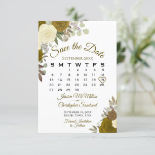 Gouden Rozen Bloemige Elegante Boho Huwelijks Kale Save The Date