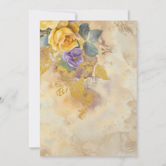 Gouden Rozen en Violets 50e bruiloft Jubileum Kaart (Achterkant)