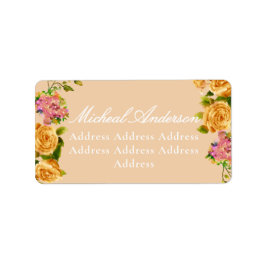 Gouden Rozen lint Monogram Huwelijksuitnodiging Etiket