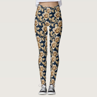 Gouden Rozen Met Een Metalen Afwerking Leggings