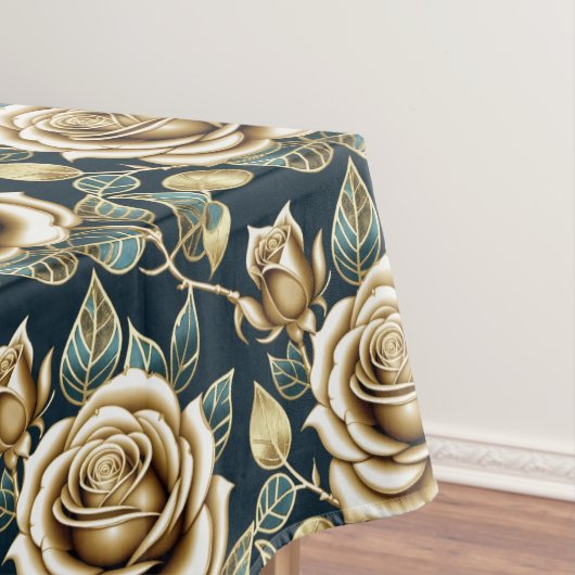 Gouden Rozen Met een Metallic Afwerking Tafelkleed (Voorbeeld)