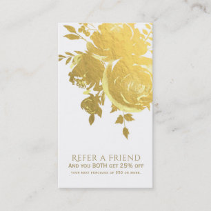 Gouden Rozen Nep Folie Elegant Modern Verwijs een Aanbevelingskaartje