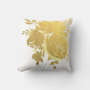 Gouden Rozen Nep Folie Elegante Moderne Bloemige B Kussen