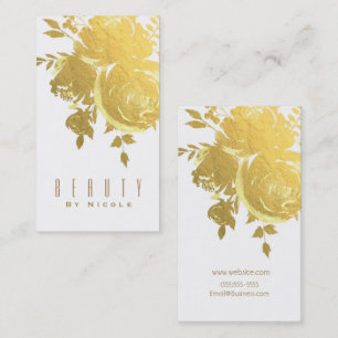 Gouden Rozen Nep Folie Elegante Moderne Bloemige B Visitekaartje