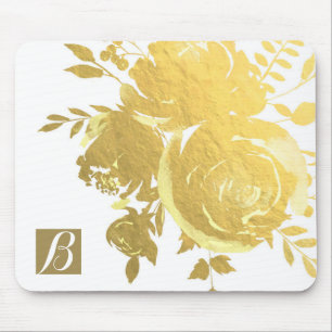 Gouden Rozen Nep Folie Elegante Moderne Bloemrijke Muismat