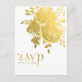 Gouden Rozen Nep Folie Elegante Moderne Trouw-RSVP Uitnodiging Briefkaart (Voorkant)