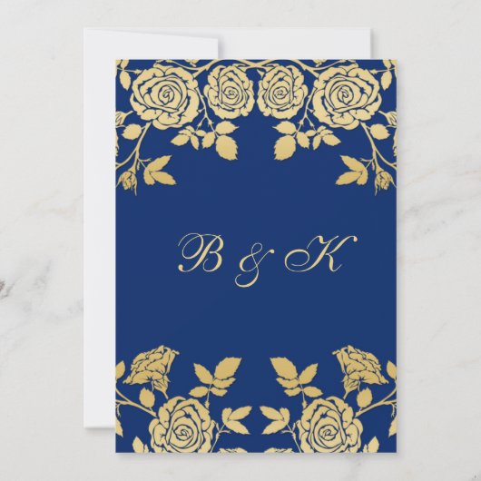 Gouden rozen op blauwe 65e verjaardag kaart (Achterkant)