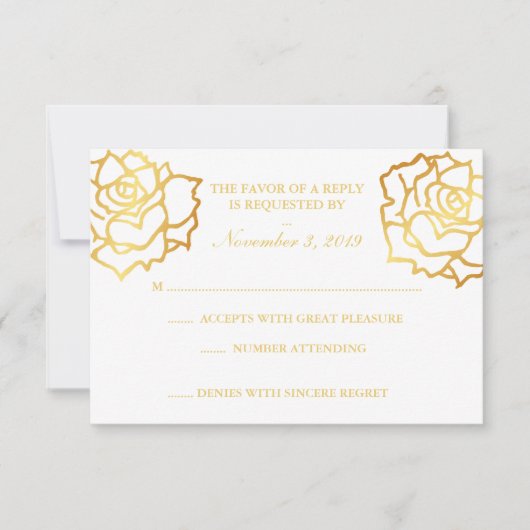 Gouden Rozen RSVP - Wit Kaartje (Voorkant)