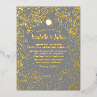 gouden rozen trouwuitnodiging folie uitnodiging briefkaart