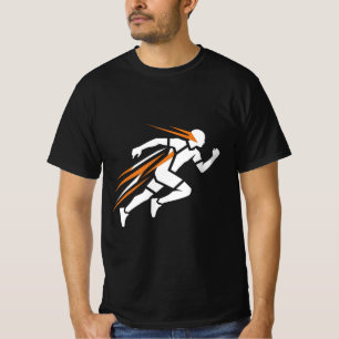 Gouden Runner-logo Elegant Sport Bewegingsdesign T-shirt