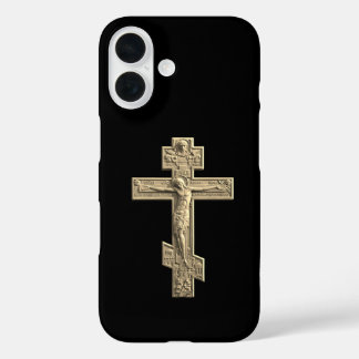 Gouden Russische orthodoxe kruis iPhone 16 Hoesje