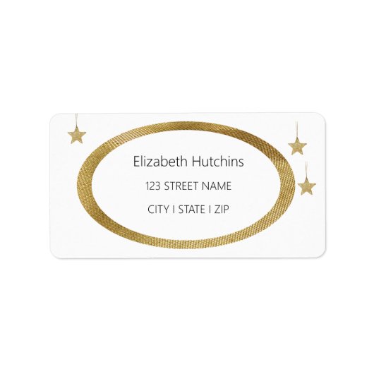 Gouden rustieke ellips en sterren etiket (Voorkant)