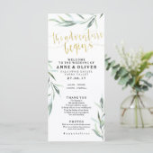 Gouden Rustieke Eucalyptus Huwelijksprogramma Programma (Staand voorkant)