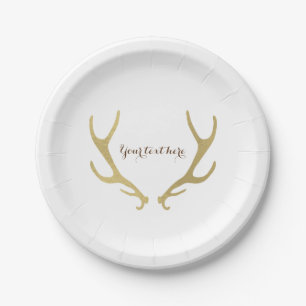 Gouden Rustieke Geweien Glam Bruiloftsreceptie Fee Papieren Bordje