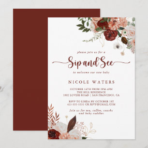 Gouden rustieke kleurrijke bloemen sip en zie kaart