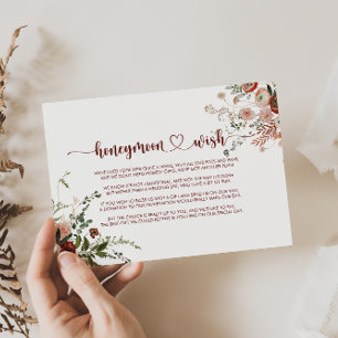 Gouden rustieke Kleurrijke Floral Honeymoon Wish Informatiekaartje