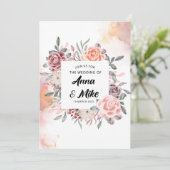gouden rustige waterverf floral bruiloft kaart (Staand voorkant)