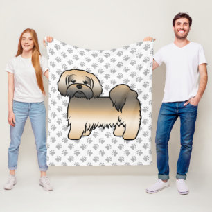 Gouden Sabel Lhasa Apso Schattige Cartoon Hond Fleece Deken