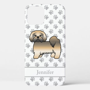 Gouden Sable Lhasa Apso Cartoon Hond & Naam iPhone 12 Hoesje