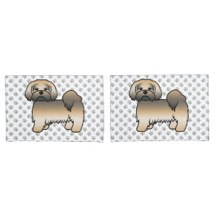 Gouden Sable Lhasa Apso Schattige Cartoon Hond Kussensloop