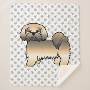 Gouden Sable Lhasa Apso Schattige Cartoon Hond Sherpa Deken