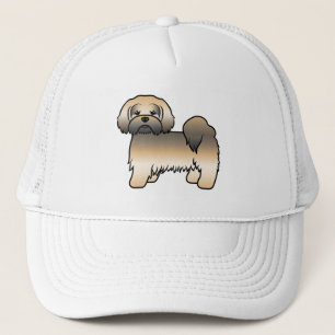 Gouden Sable Lhasa Apso Schattige Cartoon Hond Trucker Pet