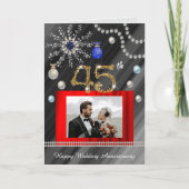 Gouden Saffier Glitter 45e bruiloft Jubileum Kaart (Voorkant)