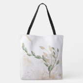 Gouden Salie Groene Bloem Initialen Monogram Tas (Achterkant)
