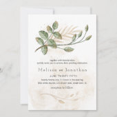 Gouden Salie Groene Bloemen Elegante Bruiloft Kaart (Voorkant)