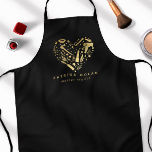 Gouden Salon Hart Kapper Gepersonaliseerde Naam Schort